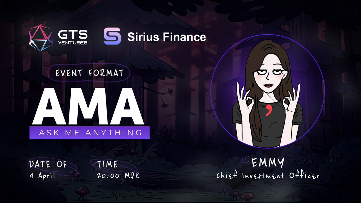 GTS Ventures (@gts_ventures) on Twitter photo 🎉🎉 <a href="/Sirius_Finance/">Sirius Finance|Building</a> x <a href="/GemTokenSearch/">GTS Ventures (reserve)</a>
⏰Time: 20:00 MSK - 04 April 2022
👉Venue: t.me/GTSVenturesRUS
🗣Language: Eng/Rus
Host:⭐️GTS Ventures
Guest: Emmy - Chief Investment Officer 🎉🎉 <a href="/Sirius_Finance/">Sirius Finance|Building</a> x <a href="/GemTokenSearch/">GTS Ventures (reserve)</a>
⏰Time: 20:00 MSK - 04 April 2022
👉Venue: t.me/GTSVenturesRUS
🗣Language: Eng/Rus
Host:⭐️GTS Ventures
Guest: Emmy - Chief Investment Officer