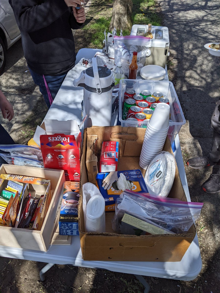 GWmutualaid's tweet photo. Yesterday's spread! Cook made some bomb couscous with ground beef and veggies, and the rest of us rounded that out with coffee, tea, soda and snacks! https://t.co/mGismSvQID