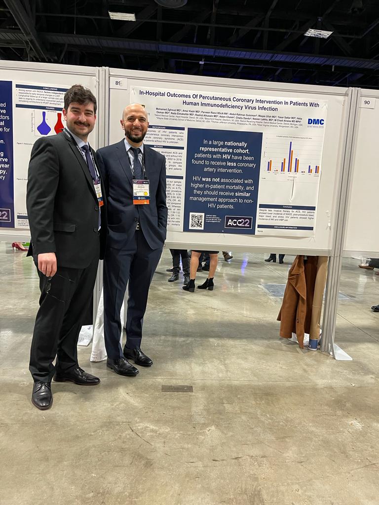 AdnanHalboni's tweet photo. 💪💪Proud of our WSU/DMC team presenting multiple abstracts at the #ACC22 under the mentorship of Dr. Alraies @chadialraies #warriorstrong #WSU #DMC @wsuim @waynecardio https://t.co/ScGttupZM1
