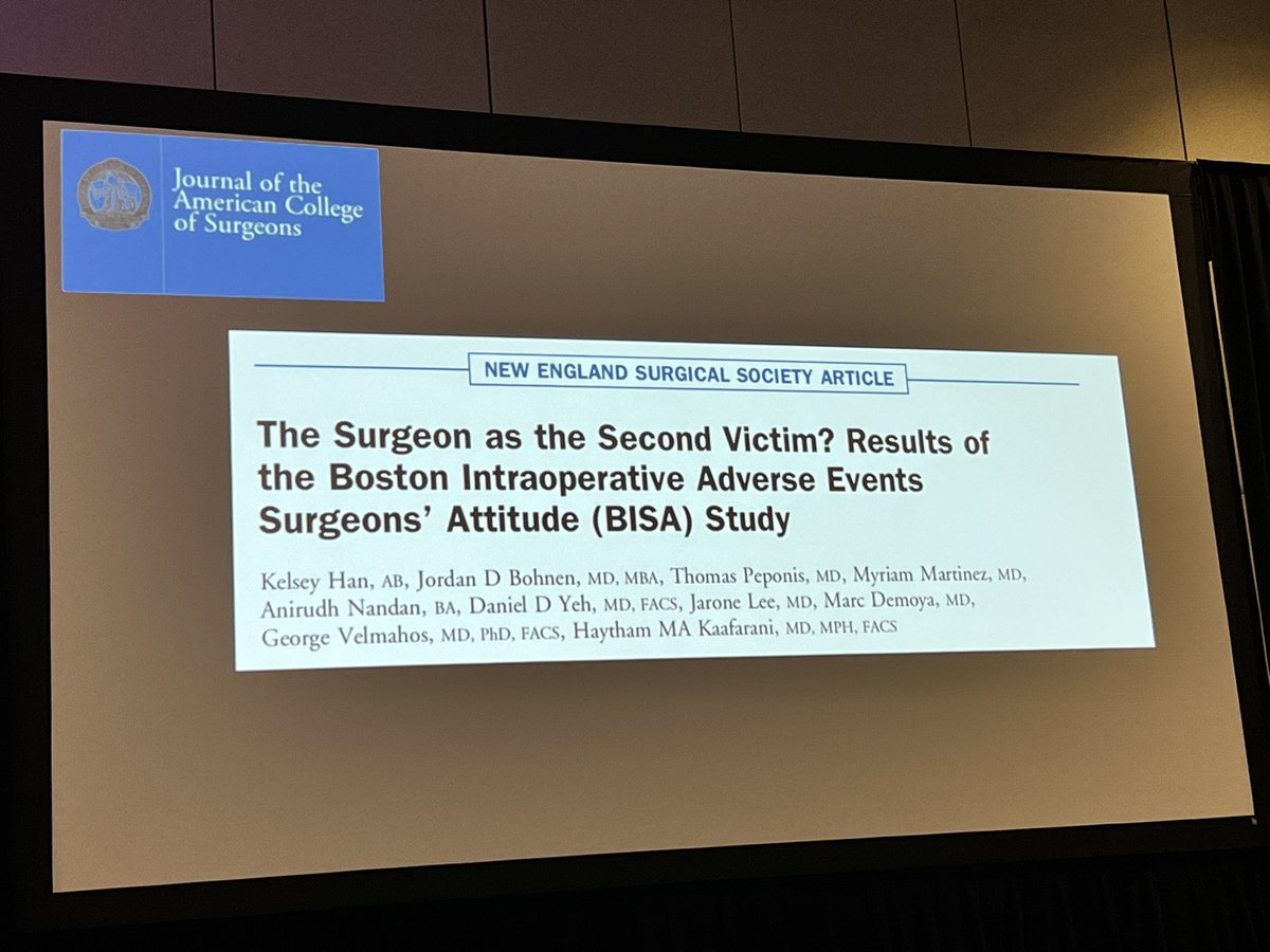 #surgeon as a 2nd #victim <a href="/hayfarani/">Haytham Kaafarani</a> <a href="/AmColSurgCancer/">ACS Cancer Programs</a> <a href="/AmCollSurgeons/">American College of Surgeons</a> <a href="/UnivSurg/">Society of University Surgeons (SUS)</a> important topic to recognize and discuss #surgeonsupport #ACSLAS22