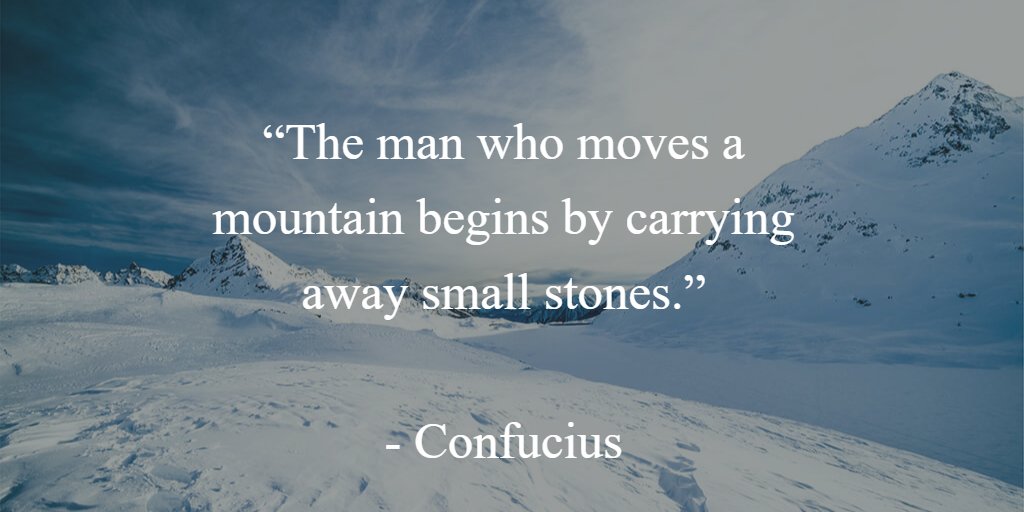 "The man who moves a mountain begins by carrying away small stones."