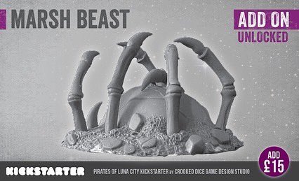 DiceCrooked's tweet photo. STRETCH GOAL UNLOCKED++ You can now add the Marsh Beast to your pledge for Β£15!
https://t.co/b6dJ47LEiT
#crookeddice #tabletop #lunacity #scifiminiatures #stargrave #kickstarter #pulp #pulpscifi #7tvpulp https://t.co/s4cIppe72P
