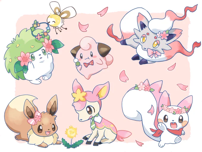 さくらとサクラ色ポケモン
#春色ポケモン 