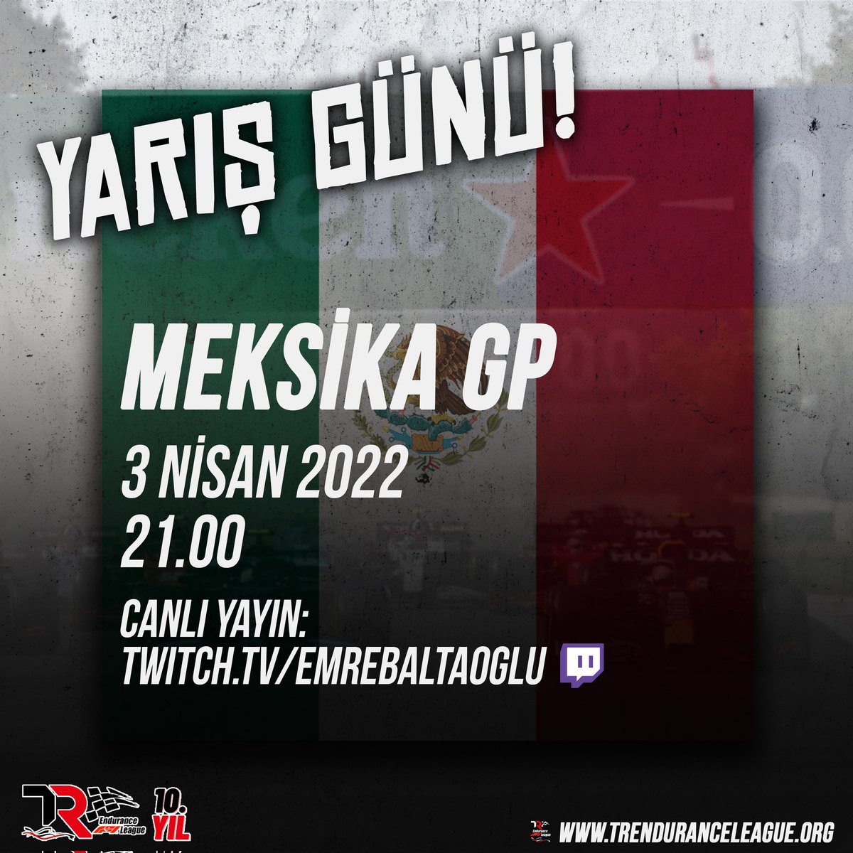 YARIŞ GÜNÜ! F12021 sezonunun 19. yarışı Meksika GP'si bu akşam canlı yayınla <a href="/baltaoglou/">Emre Baltaoğlu</a> Twitch kanalında!

twitch.tv/baltaoglu

#f12021 #f12021game #f1esports #meksikagp #twitch