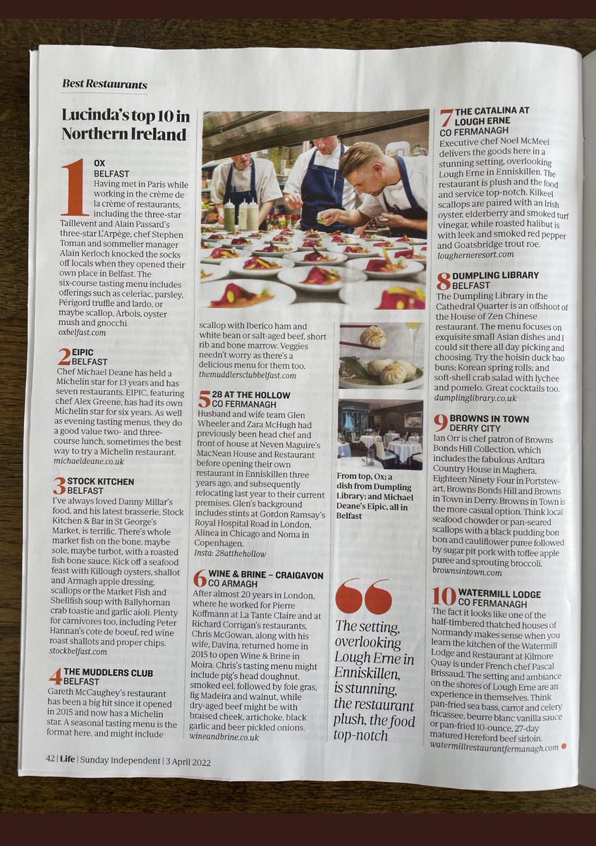 DannyMillarChef's tweet photo. In great company thank you @LucindasIreland #BelfastRocks https://t.co/pom3yPwLeG