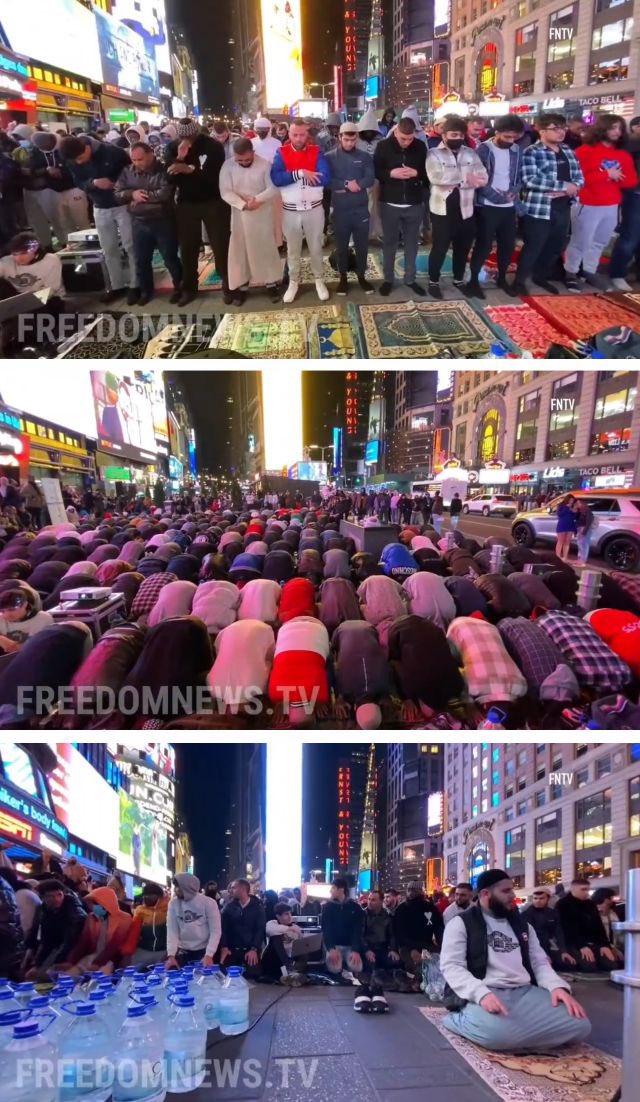 ShamsiAli2's tweet photo. Teman2, kegiatan sholat tarawih semalam di Time Square itu hal biasa dlakukan di NY. Itu bagian dari religious freedom. Bkn karena kurang masjid. Ada 300-an masjid di kota NY. Tapi itu murni mengekspresikan eksistensi, sekaligus izzah (tdk malu/takut) sebagai Muslim di kota ini. https://t.co/kfbqJGZfrq