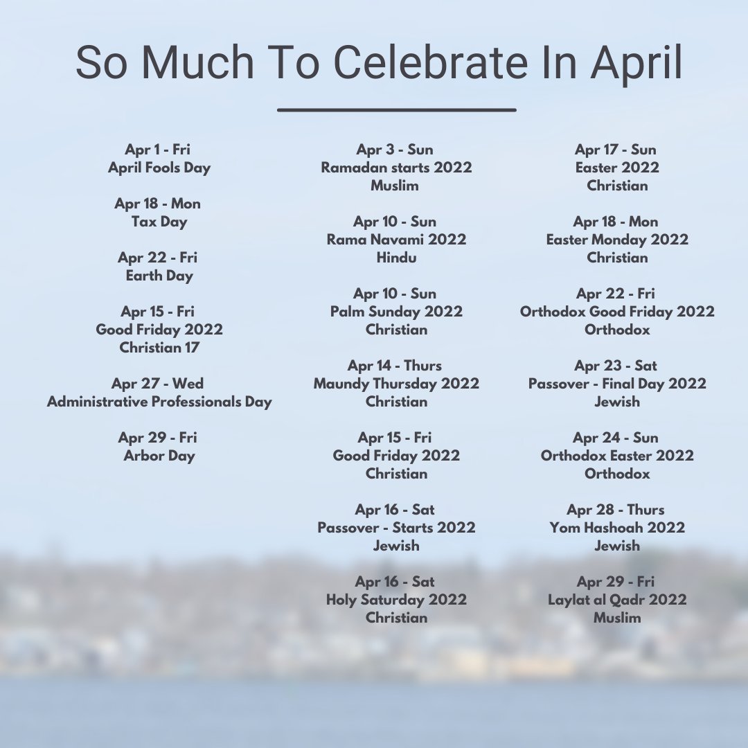 Who knew there was so much to celebrate in April!?