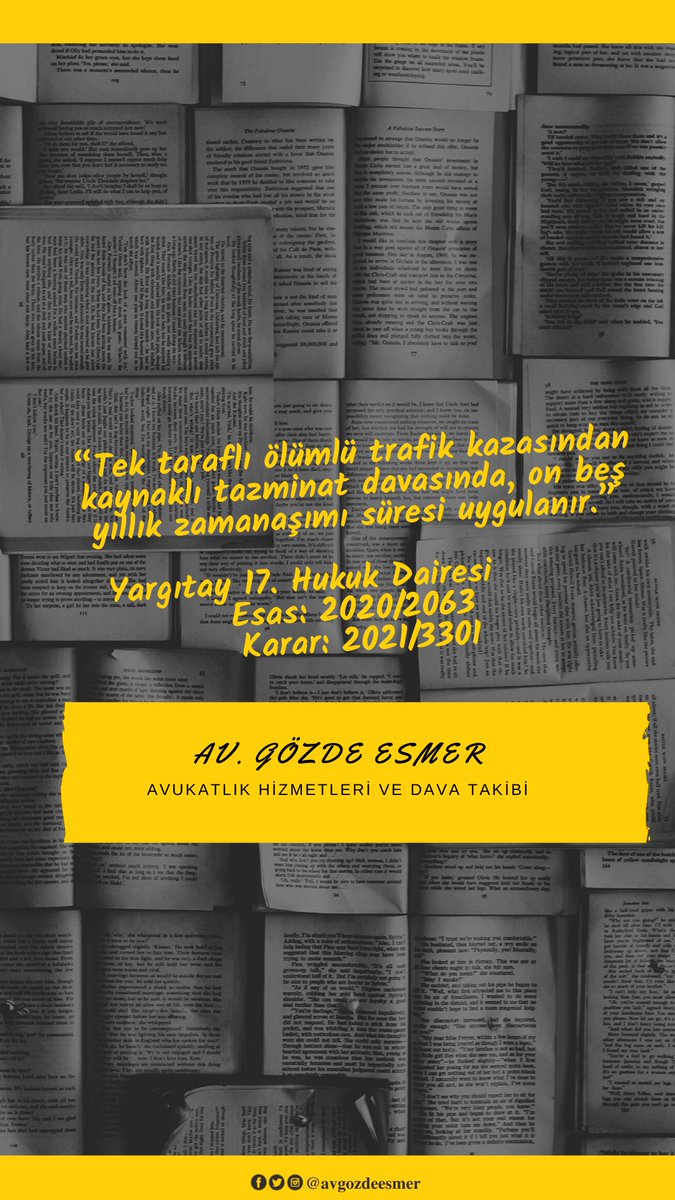Tek taraflı ölümlü trafik kazasından kaynaklı tazminat davasında, on beş yıllık zamanaşımı süresi uygulanır.

Yargıtay 17. Hukuk Dairesi         
Esas: 2020/2063 
Karar: 2021/3301