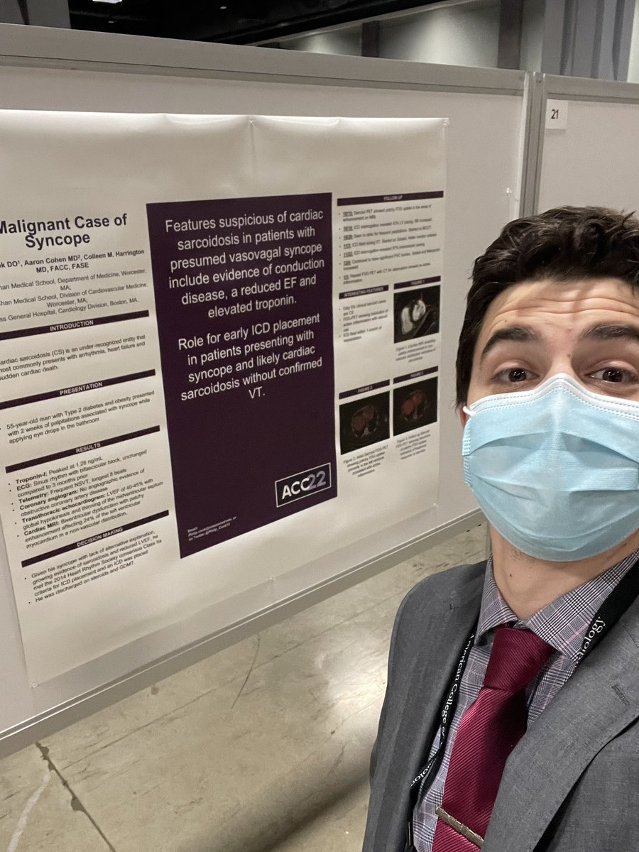 Philip_Cook12's tweet photo. Excited to be joining #ACC22 for the first time to present my poster! Thanks @md_harrington and @ACohen284 for helping make it happen. #AMalignantCaseOfSyncope #FutureCardiologist https://t.co/WKkZeoJyAX