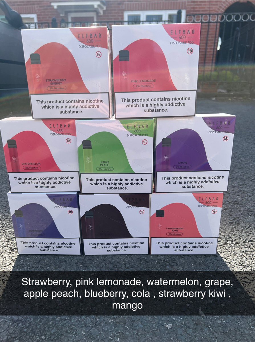 SnusManchester's tweet image. Elf bars now available all flavours £5 each 🍉🍎🍇🍓🫐 #elf #elfbar #elfbars