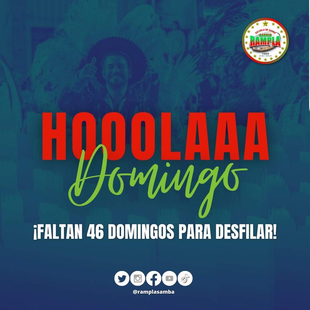 RamplaEsc's tweet photo. 💚❤ HOOOOLAAA DOMINGOO 💚❤

Faltan sólo 46 domingos para desfilar 😍 

#carnavalsamba 
#carnavalartigas #cultura #culturauruguaya #Uruguay #uruguay🇺🇾 #uruguayalmundo #ramplasamba #show #samba #carnaval #artigasuruguay🇺🇾 https://t.co/4VxCfTO10n