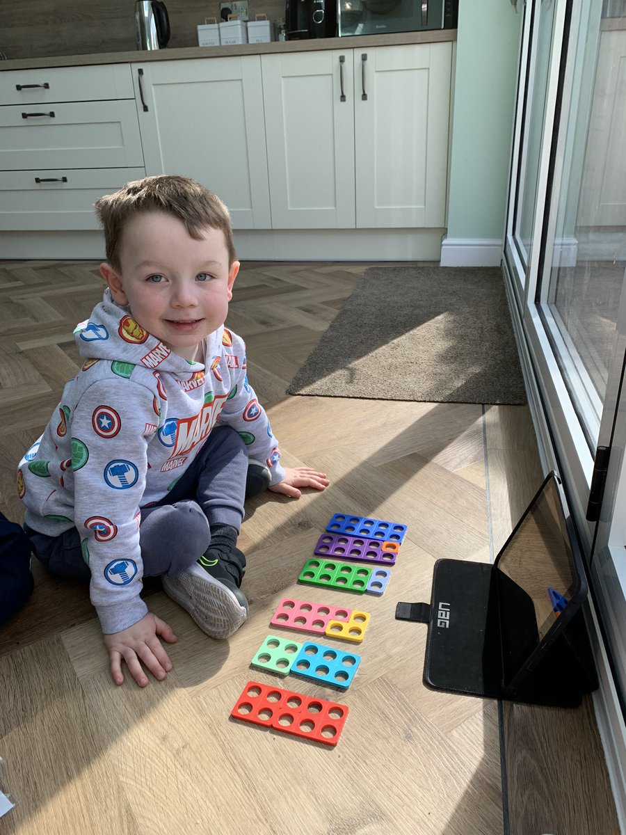 DbuffelM's tweet photo. Jack enjoyed watching Numberblocks  ten again episode and then making his number bonds to 10 using numicon. @rudstonrec https://t.co/XcZAsArgVK