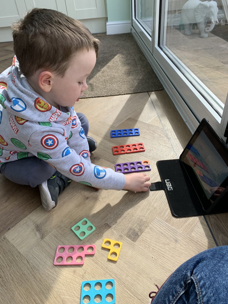 DbuffelM's tweet photo. Jack enjoyed watching Numberblocks  ten again episode and then making his number bonds to 10 using numicon. @rudstonrec https://t.co/XcZAsArgVK