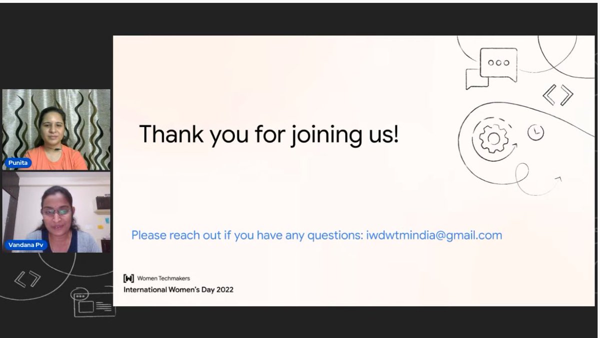 WtmIndia's tweet photo. It's a wrap!! Thanks everyone for joining us today😍

If you missed the session,check it out at:https://t.co/Vk1kFcehLq

Please take some time to fill the feedback we truly value it https://t.co/SSgnjqhaRe

#ProgressNotPerfection #IWDIndia2022

Untill next time👋 https://t.co/LqZb5B3L9E