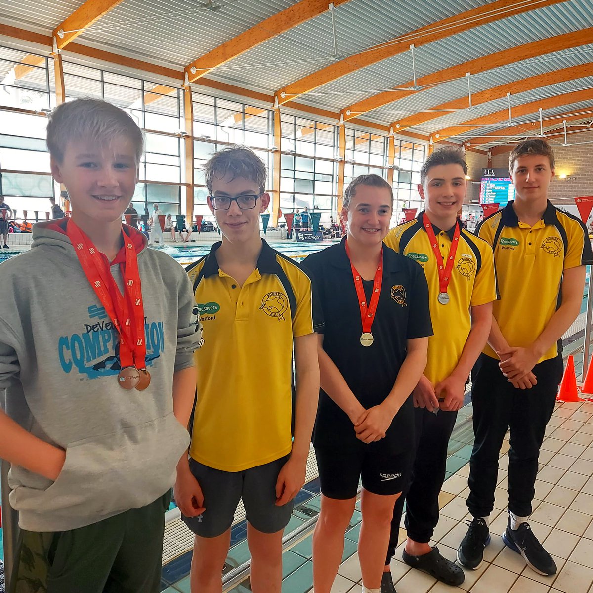 BusheyASC's tweet photo. Good results at day 2 east region development meet. Medals for Barney, Sam R, Will and Emily. Well done #teambushey https://t.co/Y0s2fgGlss