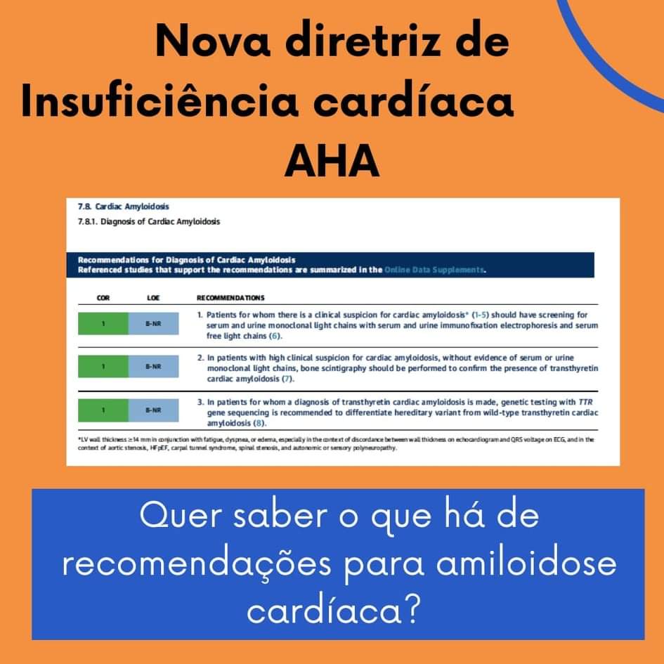 amiloidosedante's tweet photo. Nova diretriz americana sobre o manejo de insuficiência cardíaca, fresquinha.
Acompanhe conosco as recomendações sobre o diagnóstico e tratamento de amiloidose cardíaca! https://t.co/QTlBTr8mt6