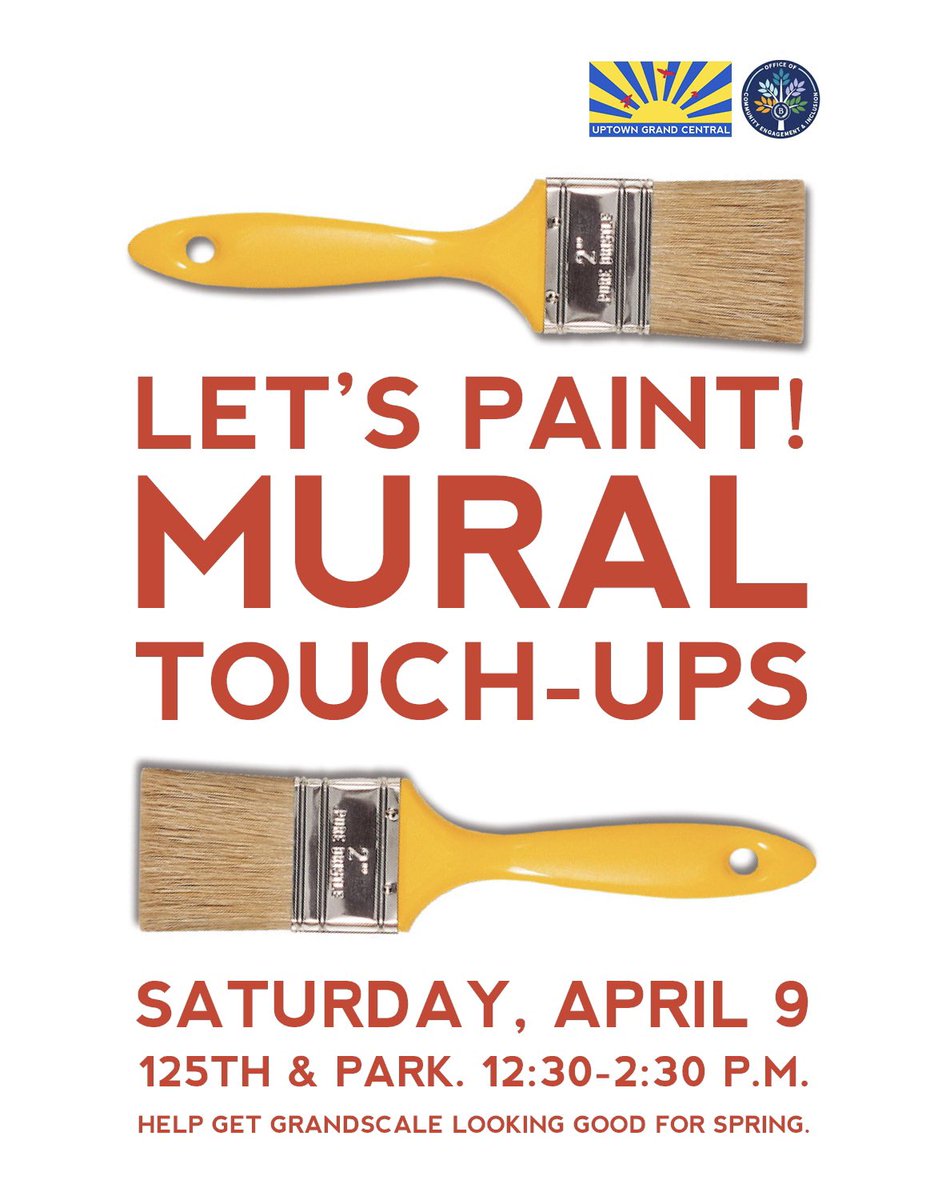 uptown_grand's tweet photo. Grab your paintbrush: Now that warm weather’s on its way, join us this Saturday, April 9, to freshen up the walls of the #GrandscaleMuralProject. No experience or supplies necessary: https://t.co/RDoPL2Xfyz https://t.co/paT3DlG9MM