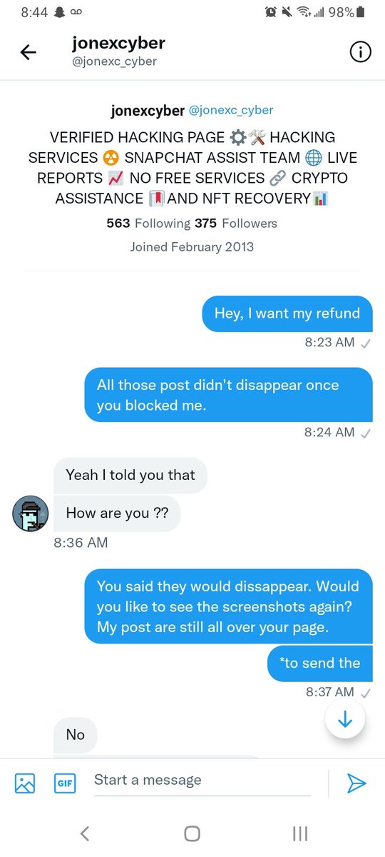 Dani5455's tweet photo. @Sadiq41329744 @jonexc_cyber is a scammer. Please retweet this https://t.co/qnnIt0Yzfp