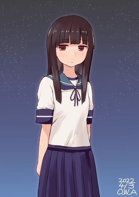 無駄のない赤城改二並みの構えで提督をにらみつける早く帰りたい初雪 

#艦これ版深夜の真剣お絵描き60分一本勝負
#艦これ版真剣お絵描き60分一本勝負_20220403 