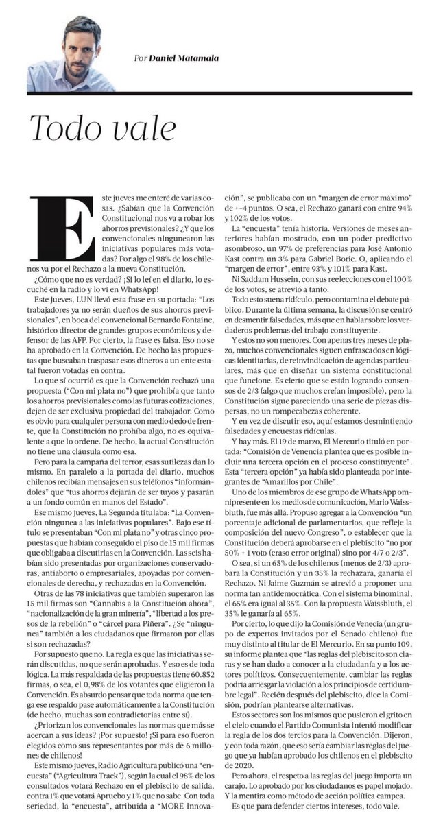 La columna de hoy:
Todo vale