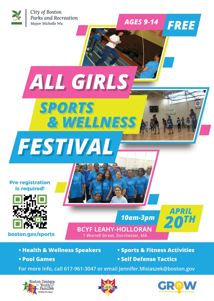 BostonParksDept's tweet photo. Do you know what we have in store for April school vacation?

Boston Rec Fest (Tuesday, April 19)
Playstead Park, Franklin Park

All Girls Sports &amp; Wellness Festival (Wednesday, April 20)
BCYF Leahy-Holloran

To register or for more info: https://t.co/Bb1XMq8hmr https://t.co/GYtcPU2LAF