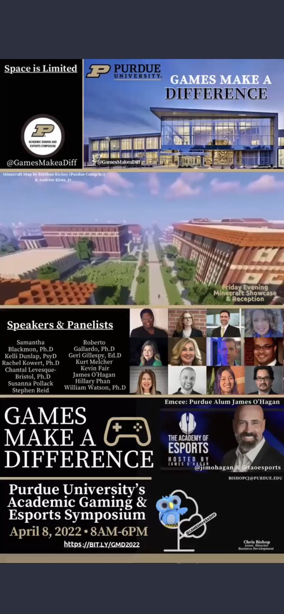 StephenReidEdu's tweet image. Almost set to speak at the #GamesMakeADifference Symposium at @LifeAtPurdue on Friday (8th), alongside incredible #Games and #GameBasedLearning thought leaders such as @jimohagan, @DrKowert, and @GeriGillespy. 

Register here: bit.ly/GMD2022

#MinecraftEdu #PlayMatters