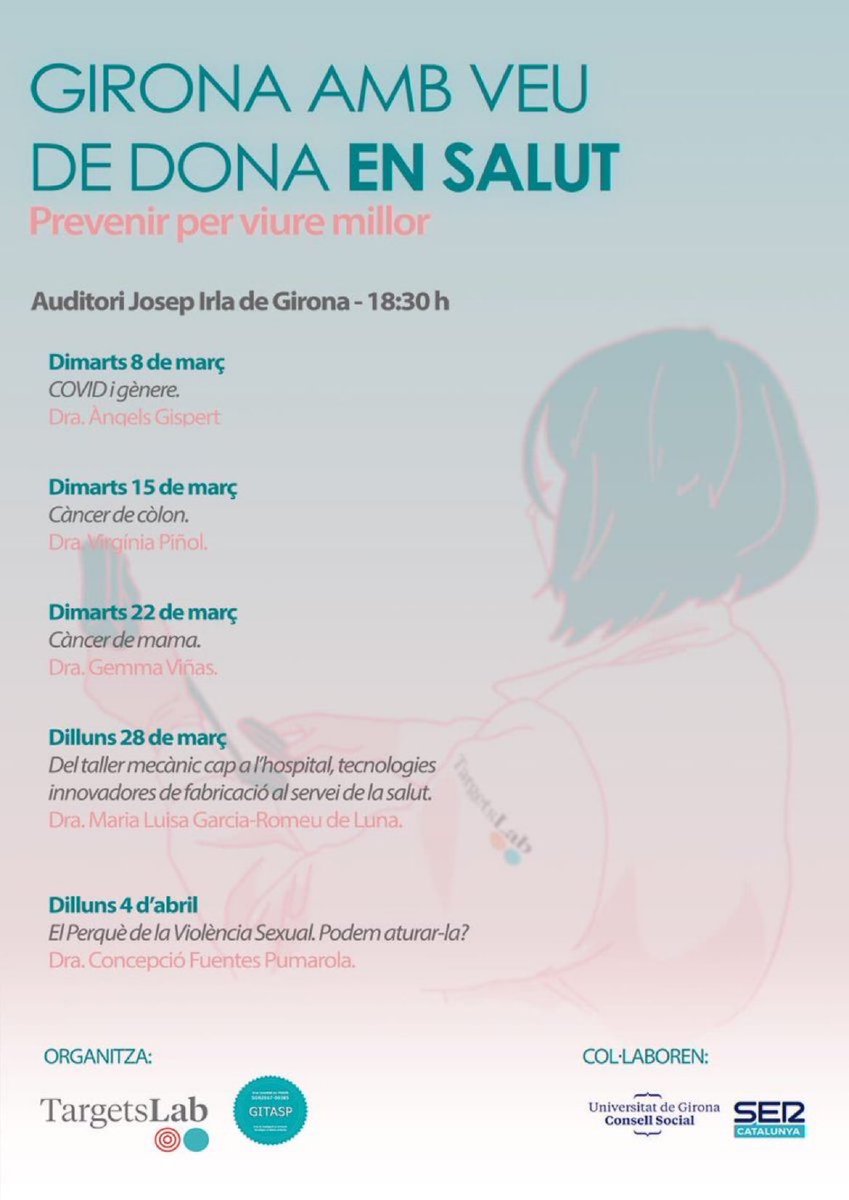 AngelsGispert's tweet photo. Dilluns 4 d’abril a les 18:30, acomiadem el cicle Girona amb veu de dona en salut. El perquè de la #violenciasexual per @concepciofuent1 @UdGInfermeria @TPuigMiquel #TargetsLab @ysilva87732184 No us ho perdeu! https://t.co/OeJwbnSLRY