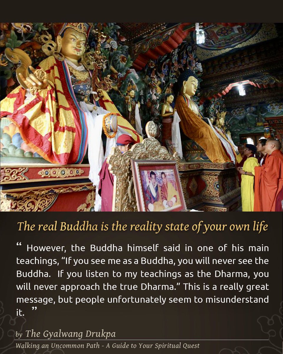 Drukpa's tweet image. The real Buddha is the reality state of your own life 

#WalkingAnUncommonPath 
#UncommonPath #Spirituality #DrukpaQuotes #Drukpa #Buddha #Life