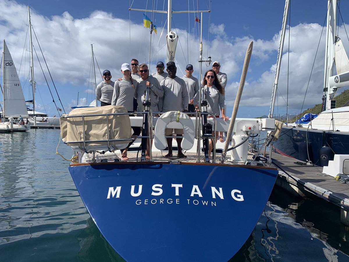 springregatta's tweet photo. Bruce Gates &amp; his crew on Mustang love the upwind reaching legs in this regatta but being the size she is, the 83’ Camper &amp; Nicholsons cutter rigged sloop just doesn’t have legs downwind. Nonetheless, they’re having a blast. https://t.co/dUiWN6w2lD