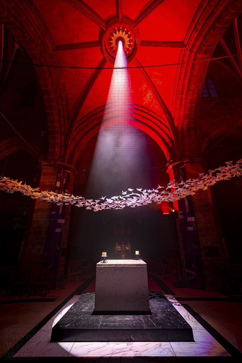 My favourite photo taken at Michael Pendry's stunning Les Colombes (The Doves) is on at <a href="/StGilesHighKirk/">St Giles' Cathedral</a> now. 
You can learn all about it by visiting the <a href="/burnsandbeyond/">Burns&Beyond Festival</a> Twitter account.
#Edinburgh #VisitScotland #StGiles #BurnsAndBeyond #LesColombes #WingsForPeace #ArtForPeace