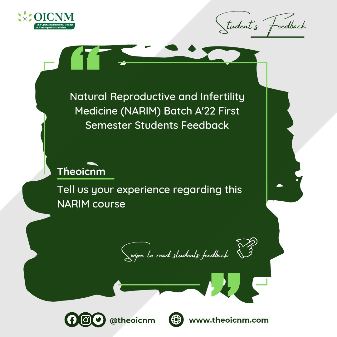 theoicnm's tweet photo. After the first semester of Natural Reproductive and Infertility Medicine (NARIM) Batch A'2022, we received some feedback from our students.

Don't forget to apply for scholarship.
Link in the bio 🔗

#naturopathic #naturopathicdoctor #naturopathicmedicalstudent #futurend https://t.co/5ZtdoBPnnU
