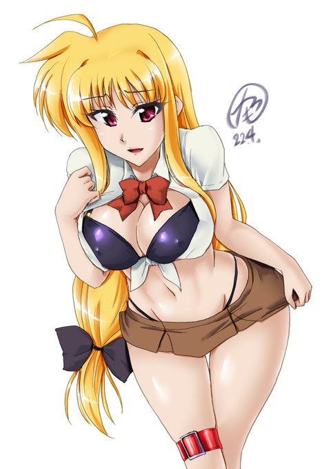 娘の制服をアメスク風に着ちゃうフェイトさん描いたわ… 