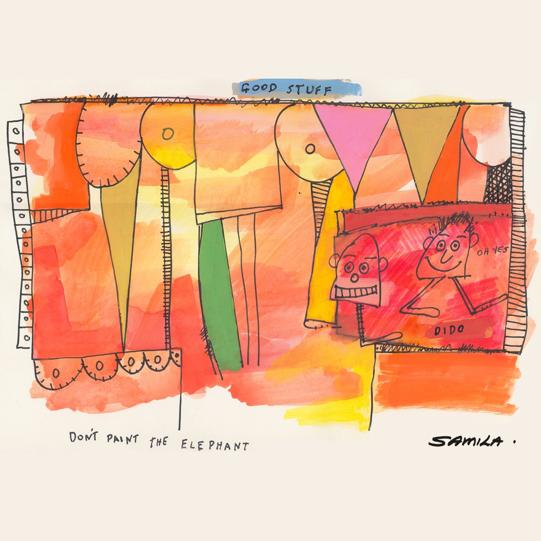 DavidSamila's tweet photo. Presenting: “Don’t Paint the Elephant” drawing in ink, watercolour, gouache on paper, 17.5” x 11.5”, David Samla, 2020 https://t.co/WXregia7bw