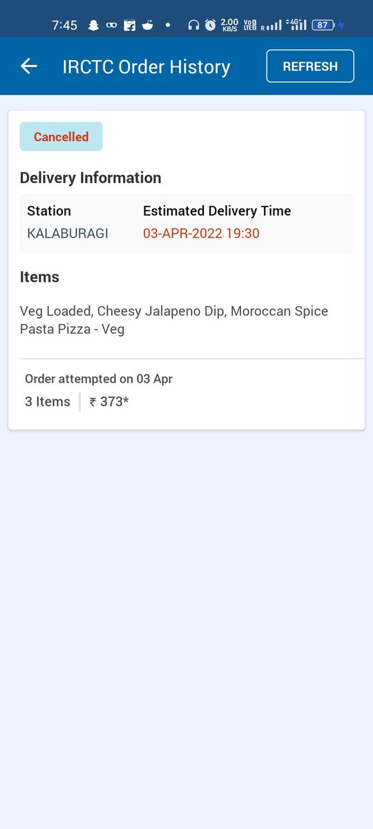 kehetehai's tweet photo. We were traveling by train and hungry. So we ordered @dominos @dominos_india Domino's Pizza train delivery at kalaburagi. We were waiting impatiently and when we reached station our order was cancelled without any prior notification. 
Now we need to wait for 3-4hr hungry. https://t.co/OlMrhPgNSv