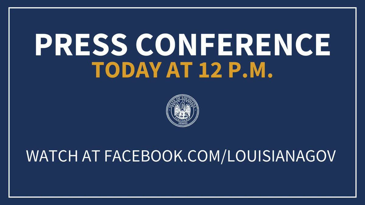 LouisianaGov's tweet photo. TUNE IN: Today at noon, I will join First Lady Donna Edwards and several governors and first ladies for a press conference to announce the National Coalition for the Prevention of Human Sex Trafficking. #lagov 

⏰: 12 p.m. 
📹: https://t.co/DTNQGJ59Le https://t.co/RJq3LjzKUz