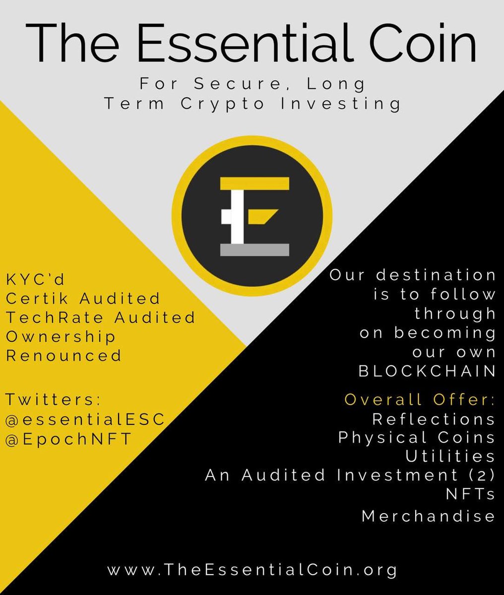 mhou1990's tweet photo. @BryanLegendCEO My favorite DeFi project so far besides $SAFUU is $ESC! #TheEssentialCoin @essentialESC. Just Released @EpochNFT #nft Marketplace. A lot of potential with utilities that are upcoming! @EssentialSwap also coming soon! #BSCgem #BSC https://t.co/rqv7t6baWO