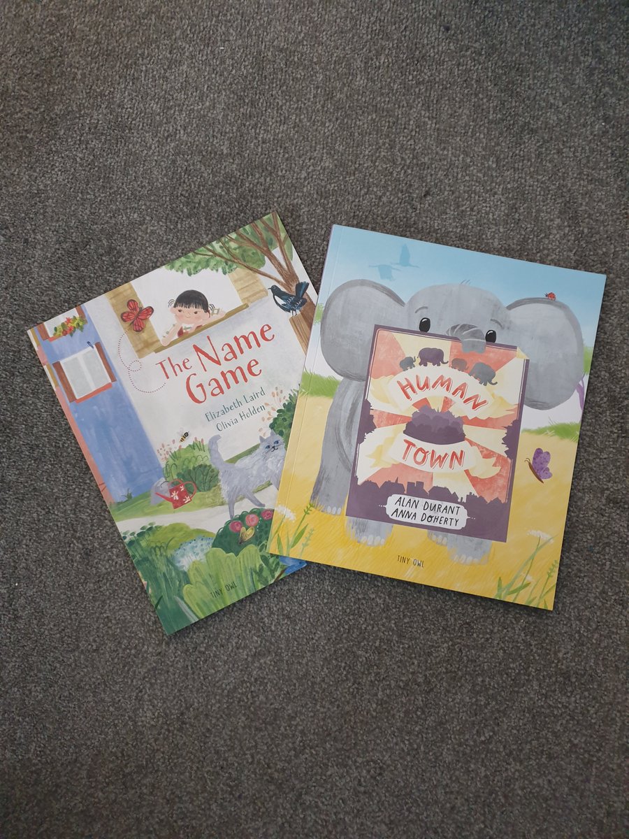 bcb567's tweet photo. 2 gorgeous picture books. Bored at home, a little girl starts noticing the nature around her & gives the animals inventive names in #thenamegame
Tables are turned in #thehumanzoo with animals visiting endangered humans - great social commentary & wickedly funny! https://t.co/nYiuxWwq94