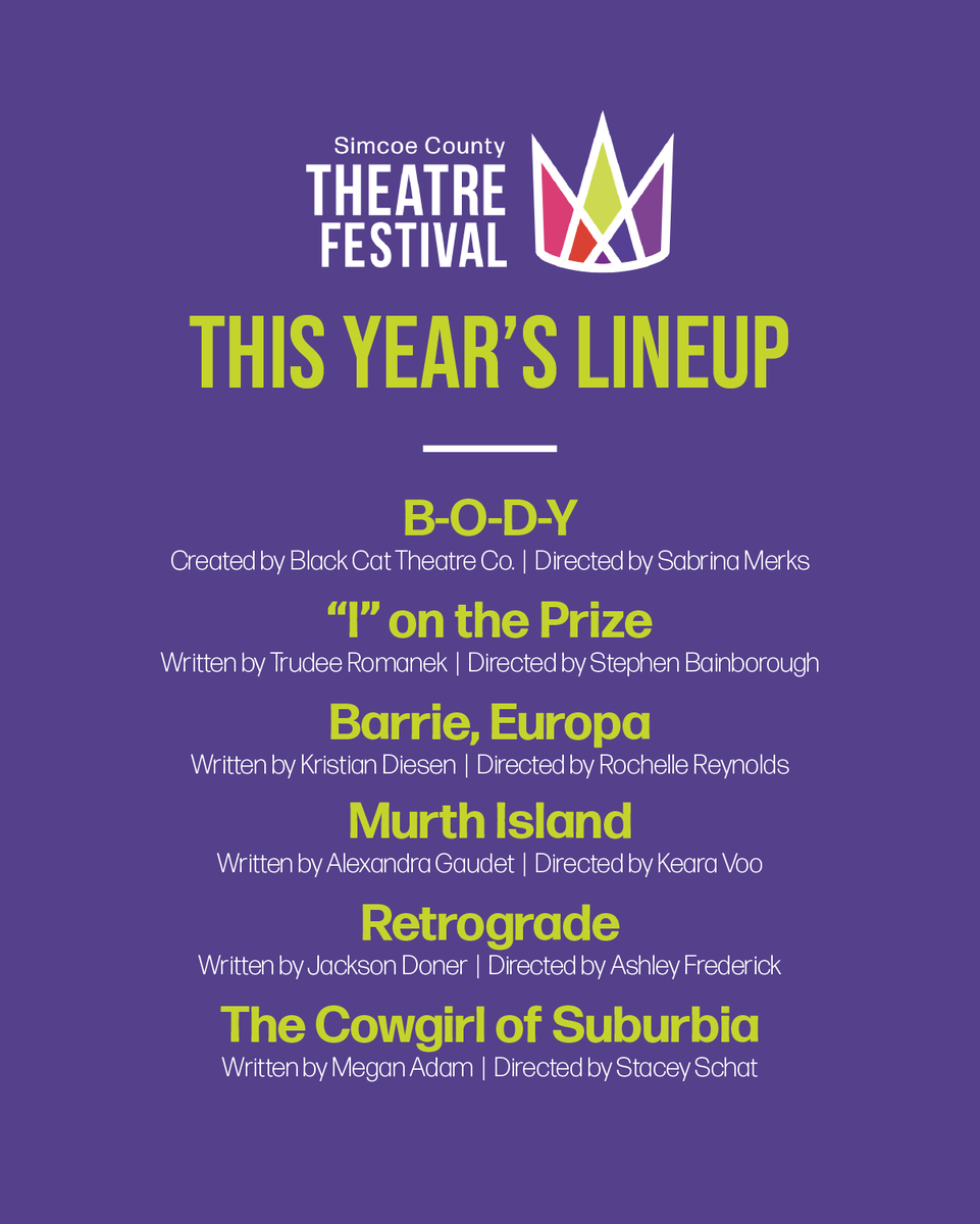 Check out the line-up for the inaugural Simcoe County Theatre Festival (June 15th – 26th) including “”I” on the Prize” by PGC Member @RomanekTrudee! theatrebythebay.com/festival/