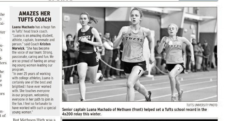 One of the best things you will read today! <a href="/MPS_MethuenHigh/">Methuen High School</a> Alumna &amp; Track Star Luana Machado has always dreamed big, now her hard work has her having to decide between Stanford Medical or Harvard Medical. Best of Luck Luana! <a href="/MullyET/">Michael Muldoon</a> <a href="/MHSRangertrack/">Methuen Track</a> <a href="/METHUENXC/">methuenxc</a> @TuftsAthletics
