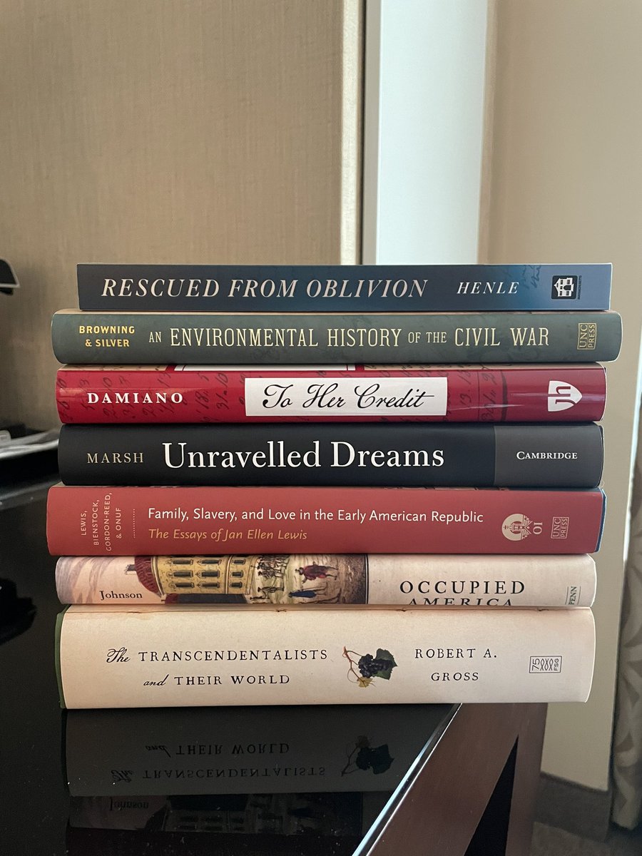 My first #OAH2022 has come to a close, and the book haul was 🔥 So appreciative of how many academic presses put free or reduced price books into the hands of grad students!