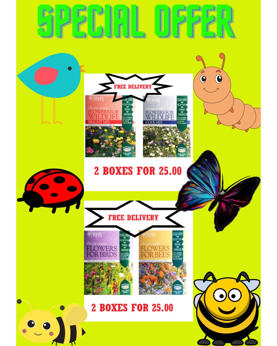 irishplants's tweet photo. Don't miss out on this weeks special. Save €€€'s on our RHS Oh Sow Simple Wildlife Mixes 🐝🐞🌻 https://t.co/ufbduqwEQT 
#irishplantsdirect
#irishseedsdirect 
#seedstarting
#seedsnow
#pollinators🐝
#flowerstagram
#flowerslovers
#flowerseeds
#beesofinstagram https://t.co/1n8RCsmAzJ