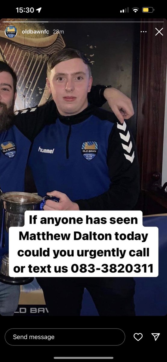 Kindly keep an eye out for Matthew Dalton, from Tallaght! Please message the number below if you hear or see anything 🙏🏼 

All at The Blackforge are hopeful Matthew will return home safely to his family and friends 🖤💚
