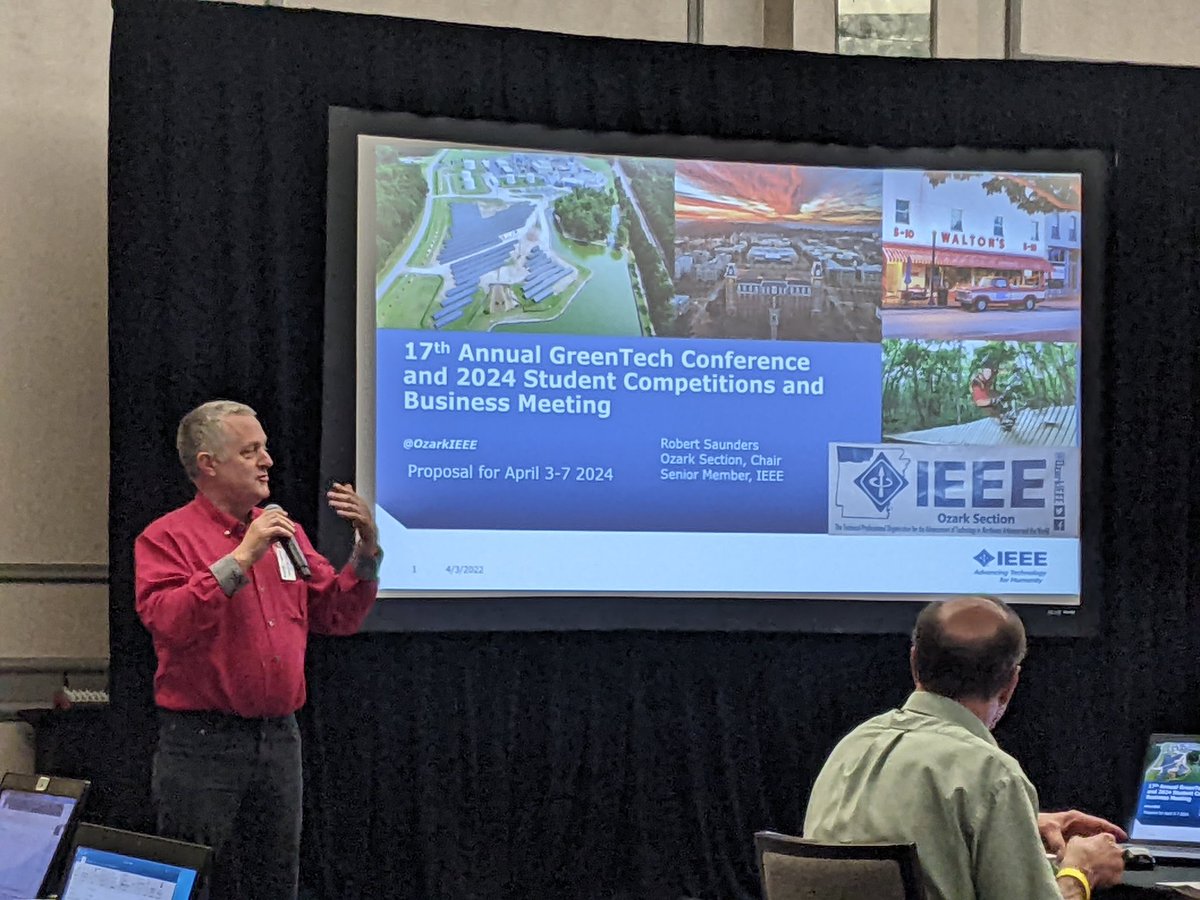 OzarkIEEE's tweet photo. Excited to present to the @ieeer5 excom on our hosting plan for the 2024 GreenTech conference in #nwar https://t.co/n5FlTYLILI