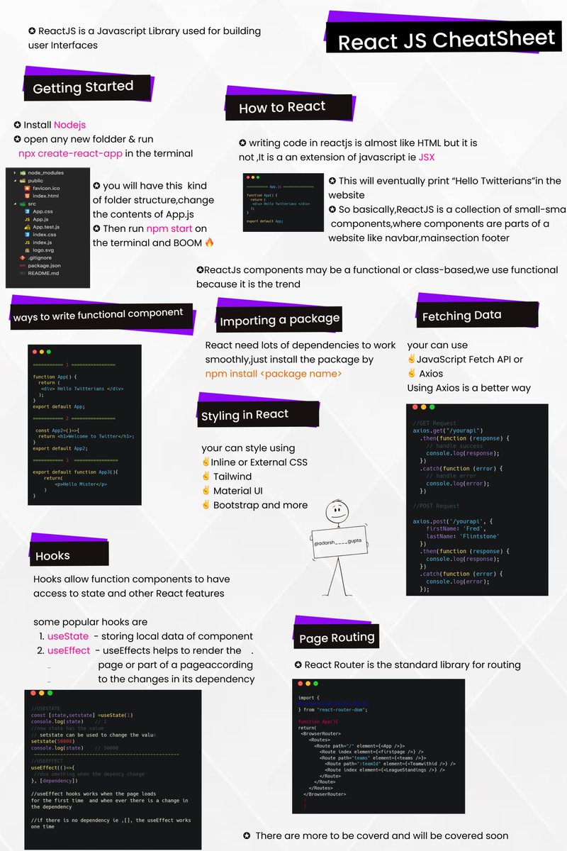 Adarsh____gupta's tweet image. ⚡ React JS Ultimate Cheatsheet ⚡
Bookmark this now and don't let it miss😍