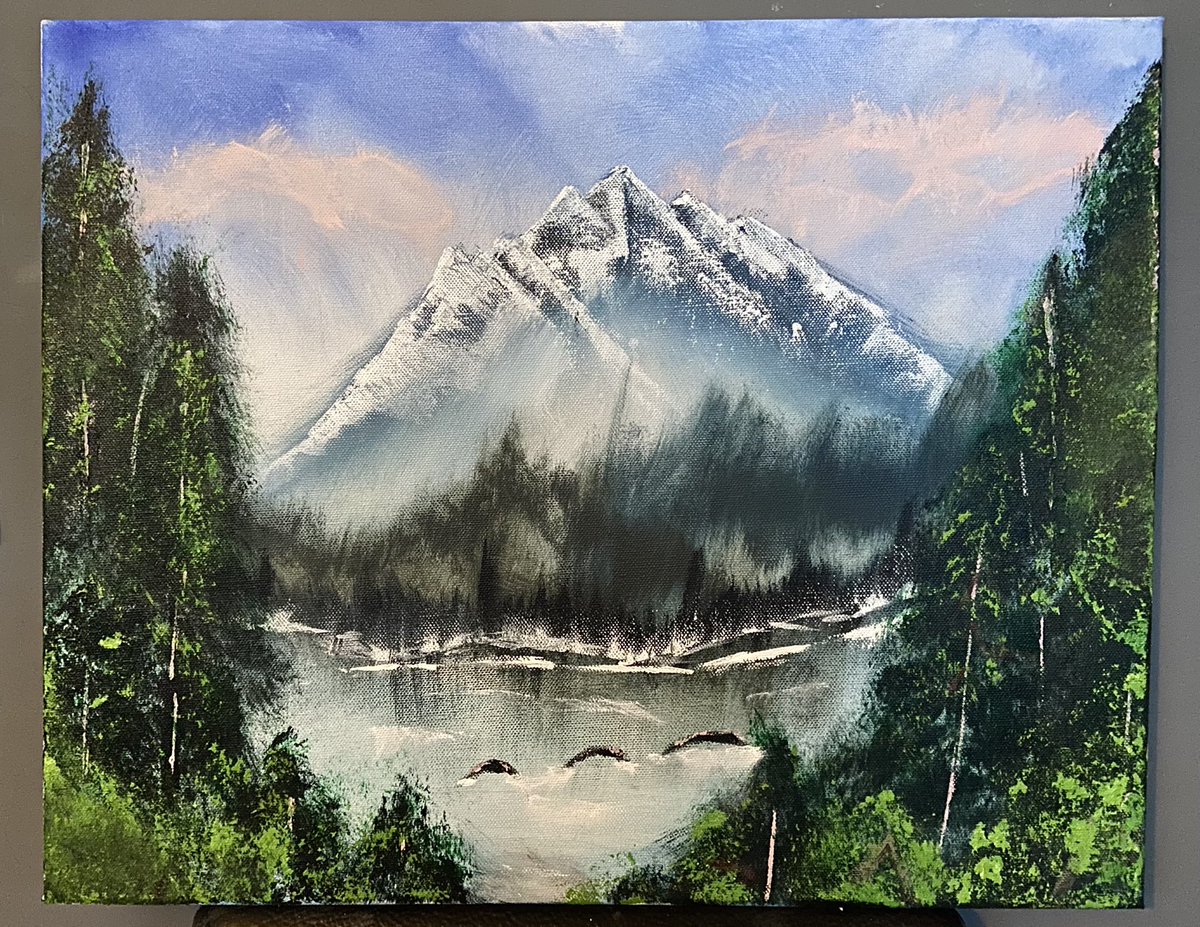 grassstomp's tweet photo. Thank you to everyone who joined the Bob Rosie stream yesterday 💕 This was the finished piece I made on stream and honestly, I don’t think it turned out too bad! We’ll do it again soon, for sure 🎨 #bobross #paintalong #smallstreamer #paintingstream #twitch #twitchaffiliate #art https://t.co/yKxA3HjFKD