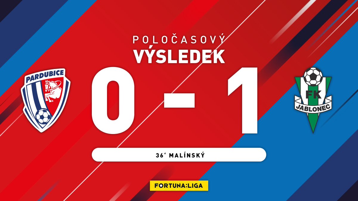 FK_Pardubice's tweet photo. POLOČAS | V první půli padl jen jeden gól, jehož autorem byl hostující Malínský. Přišli jsme o zraněného Pavla Černého, po změně stran si půjdeme pro obrat! #pcejab https://t.co/30wMEhI3JF
