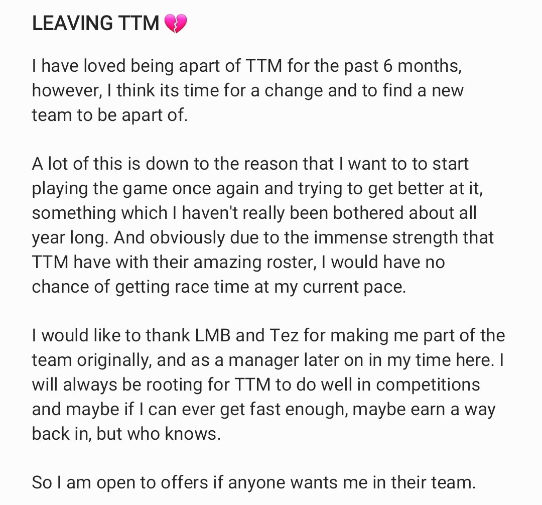 Time at TTM is coming to an end: 😢