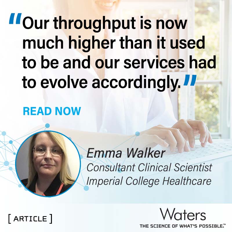 WatersCorp's tweet photo. Take your Clinical Pathology Laboratory to the next level. Learn the secrets behind how Waters instruments assisted in the success of optimizing workflow at an NHS pathology provider in the UK.
#LCMS4BetterCare #Waters4Diagnostics #MassTrakSolutions
https://t.co/zwTy1cPIhY https://t.co/37bzSdfWbg
