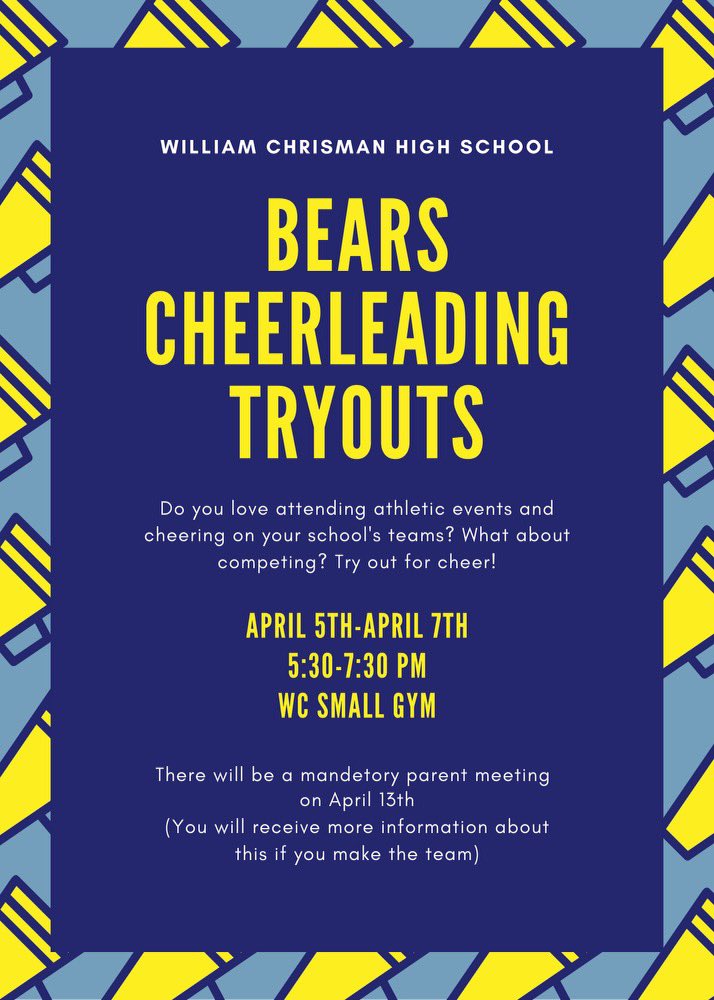 Tryouts are this week! Make sure and fill out your tryout packet and have an up to date physical! See you there😊🐻