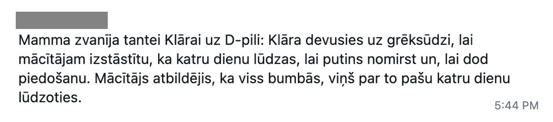 Radiniece atūtīju ziņu no Daugavpils.